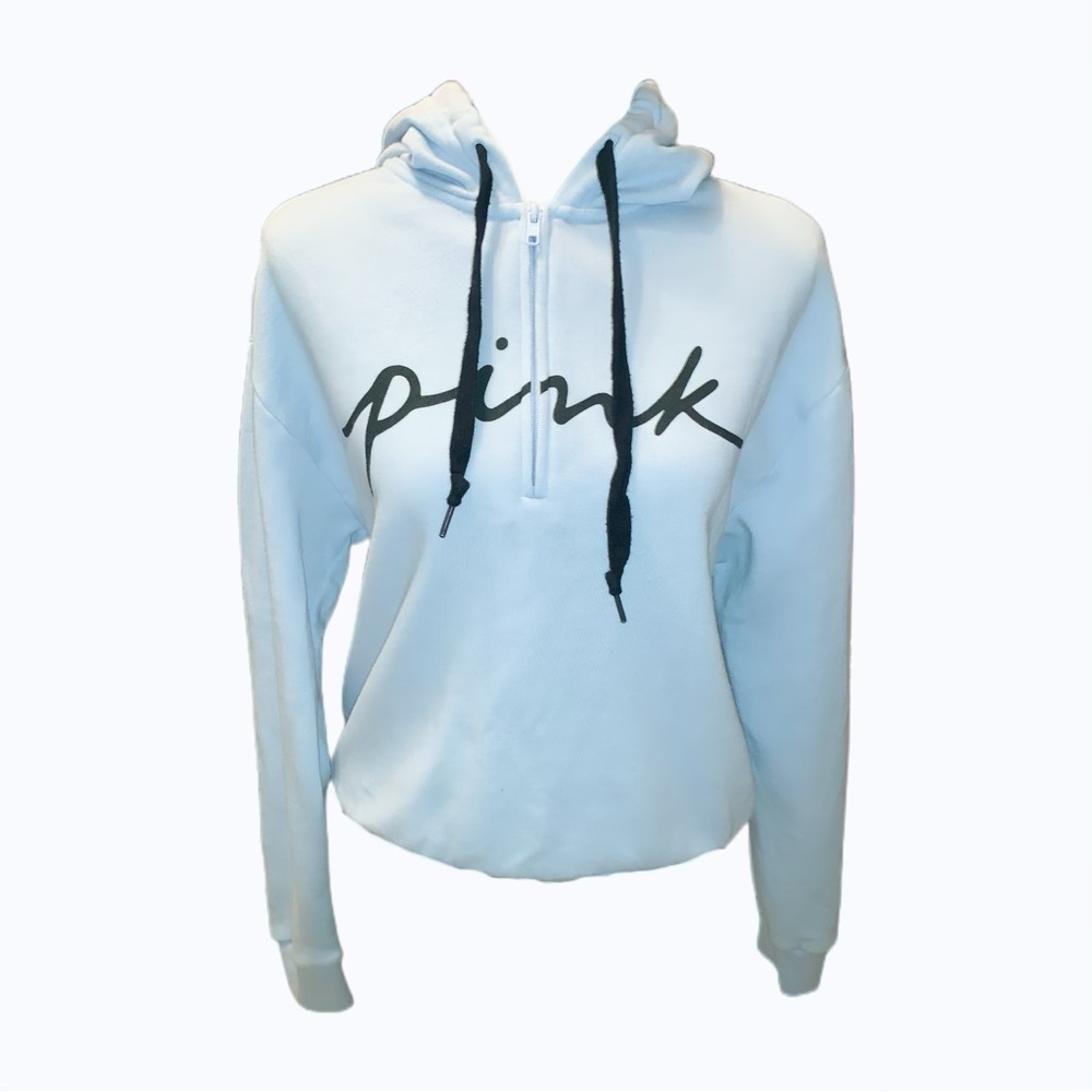 PINK Mid-Zip Drawstring Hoodie